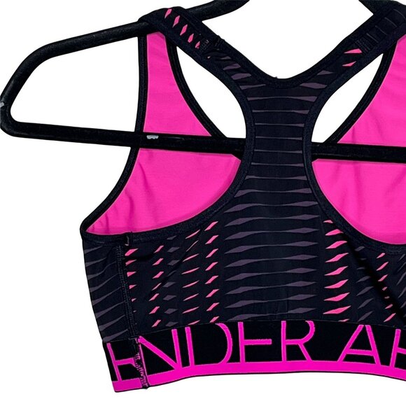Under Armour HeatGear Strappy Sports Bra Black Pink Size Small - Picture 10 of 11